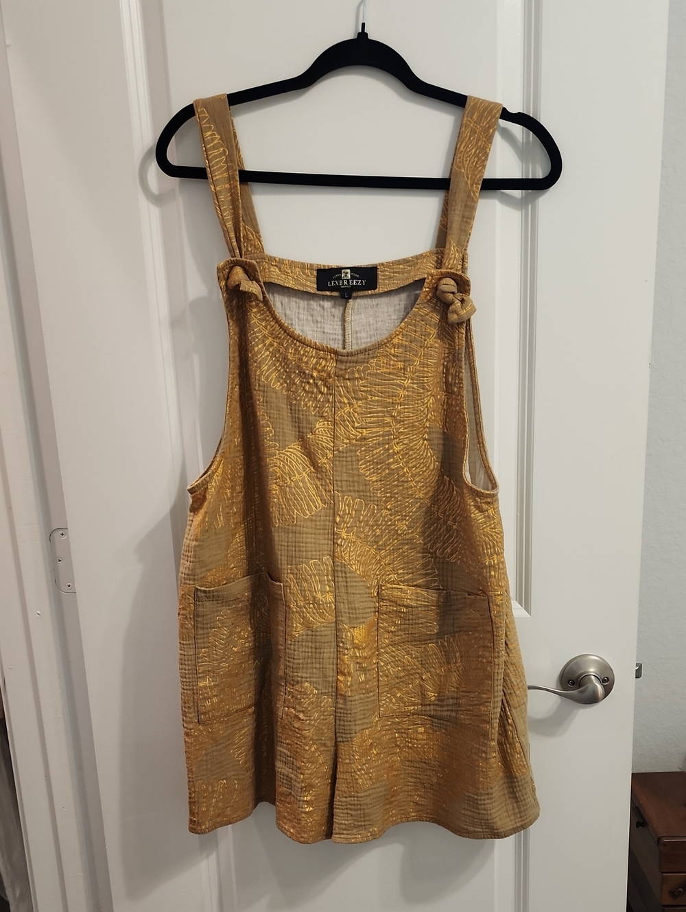 Lexbreezy Bridget Short Romper - Overall Ginger Lei Tan Metallic Gold Large
